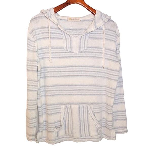 Ocean Drive Blue & White Striped Drawstring Beach Hoodie - Picture 1 of 6